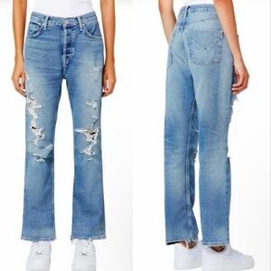 Hudson Thalia Distressed Straight‎ Ankle Raw Hem Jeans Size 27 NWT